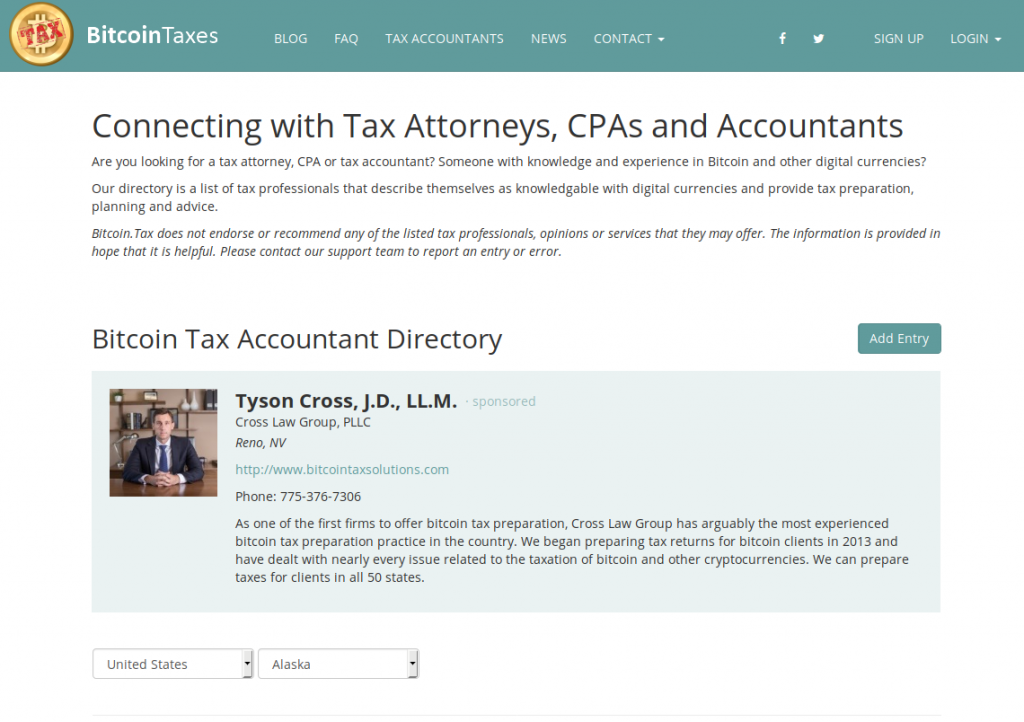 Bitcoin.tax Accountant Directory