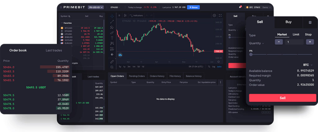 Primebit trading interface